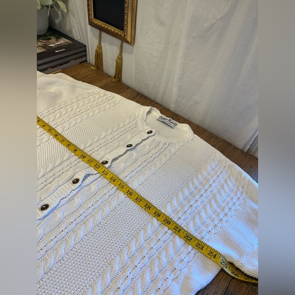 COTTON ROAD VINTAGE – White Cable Knit Cardigan – Oversized L - Picture 10 of 11